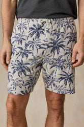 CABANA TOWEL TERRY SWEATSHORT Ivory Tropic Trees