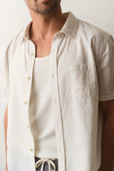 BETTER-THAN-LINEN SHIRT Tan/White Stripe