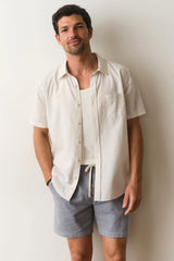 BETTER-THAN-LINEN SHIRT Tan/White Stripe