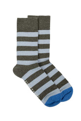 CLASSIC STRIPED SOCK Olive/Winter Sky