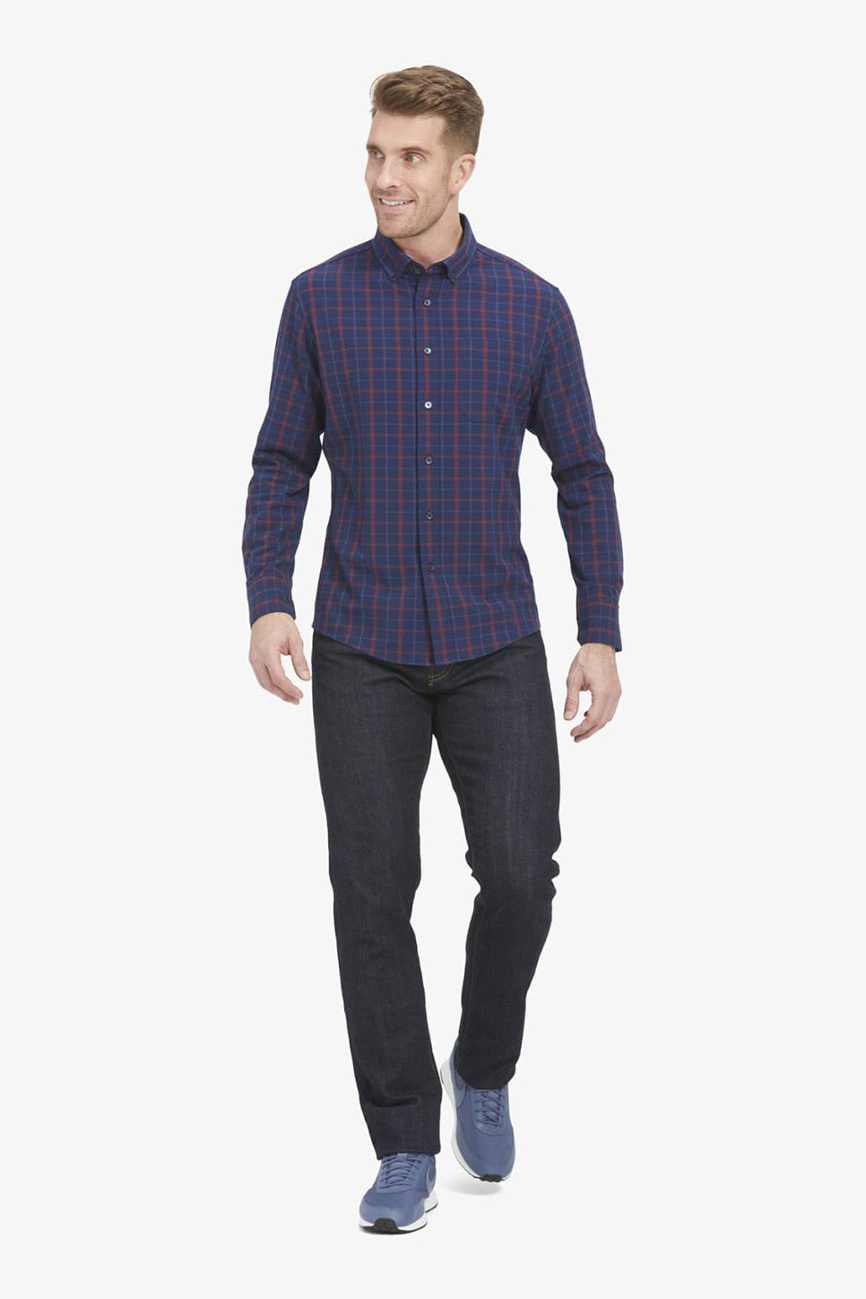 CITY FLANNEL Navy Red Multi Large Plaid