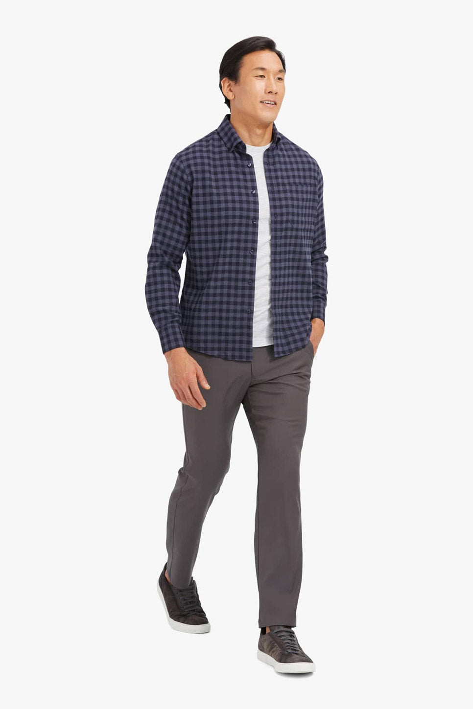CITY FLANNEL Navy Gray Gingham Check