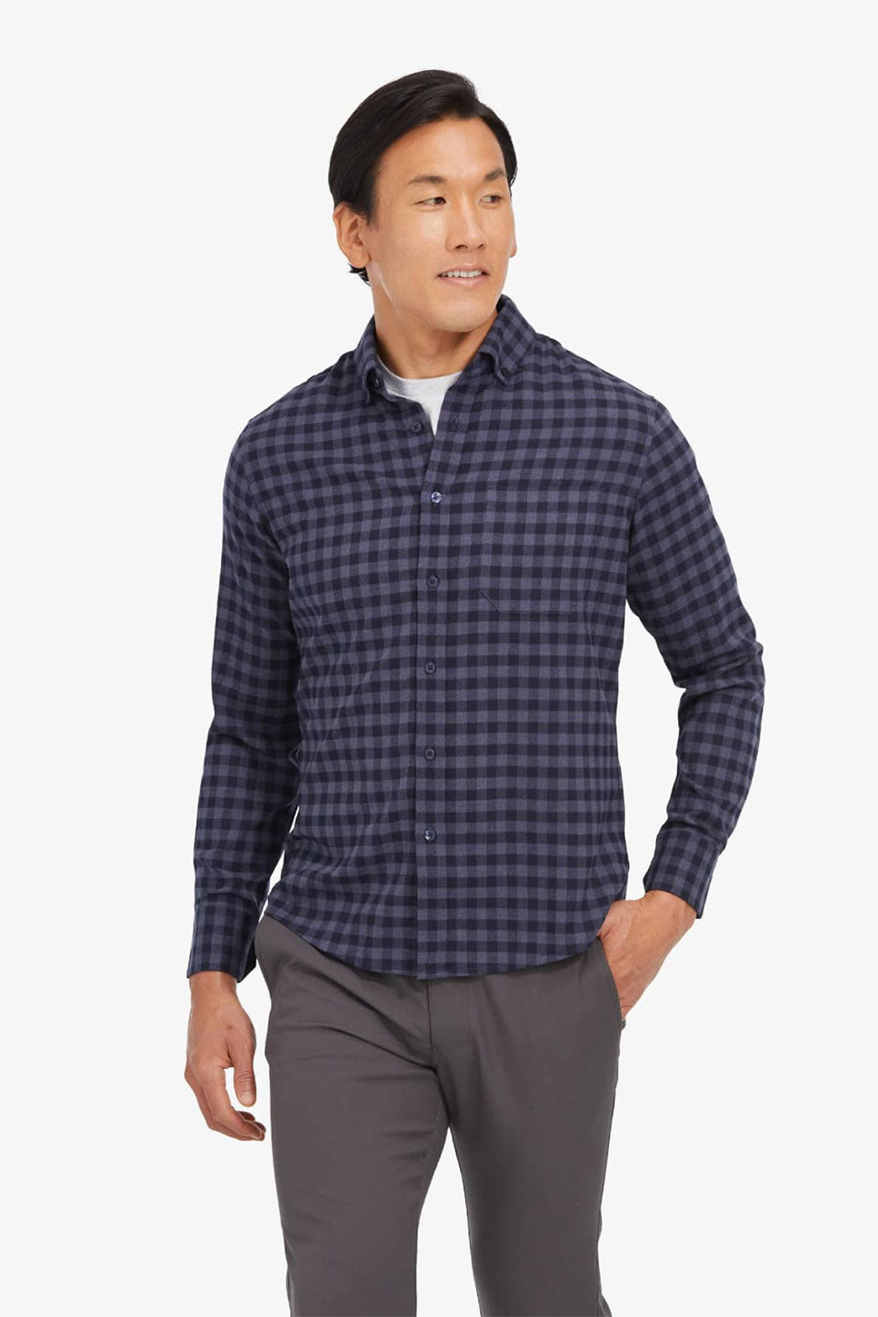CITY FLANNEL Navy Gray Gingham Check