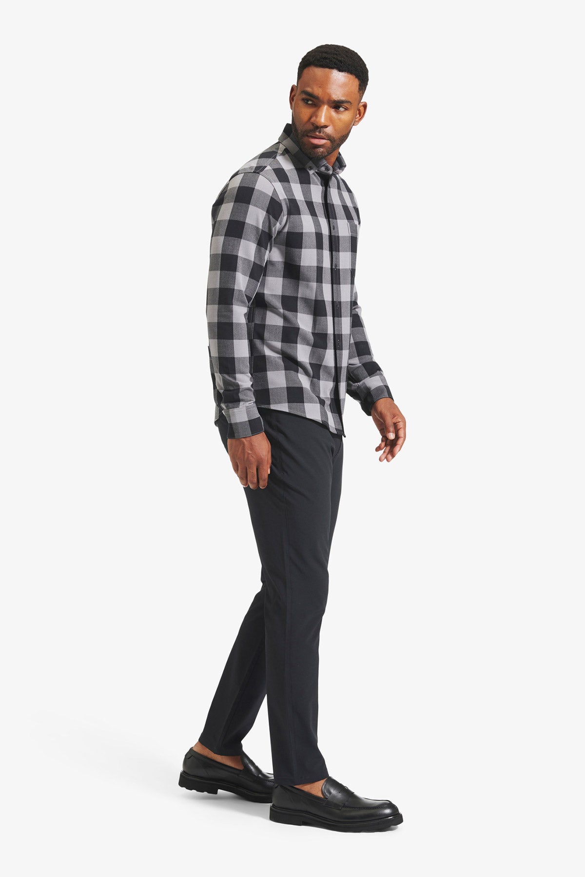 CITY FLANNEL Black Gray Buffalo Check