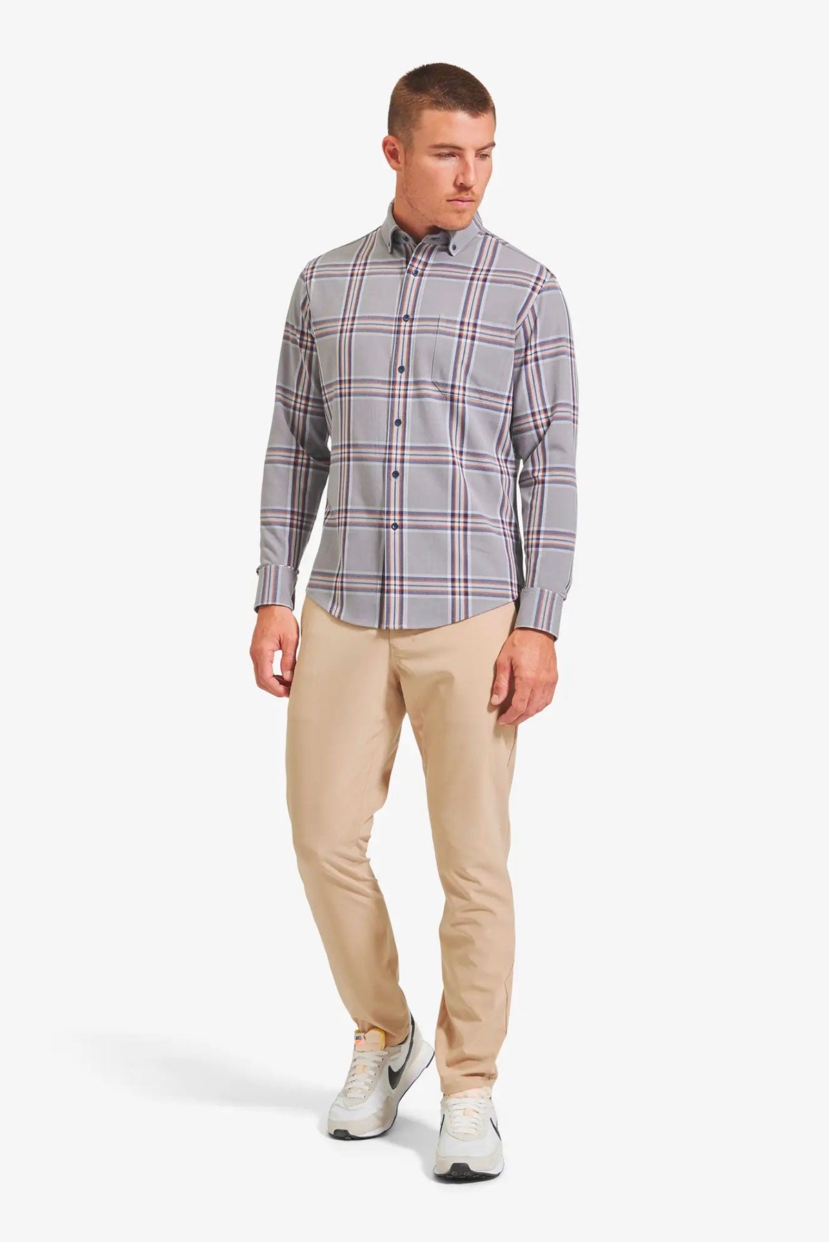 CITY FLANNEL Gray Heather Large Plaid