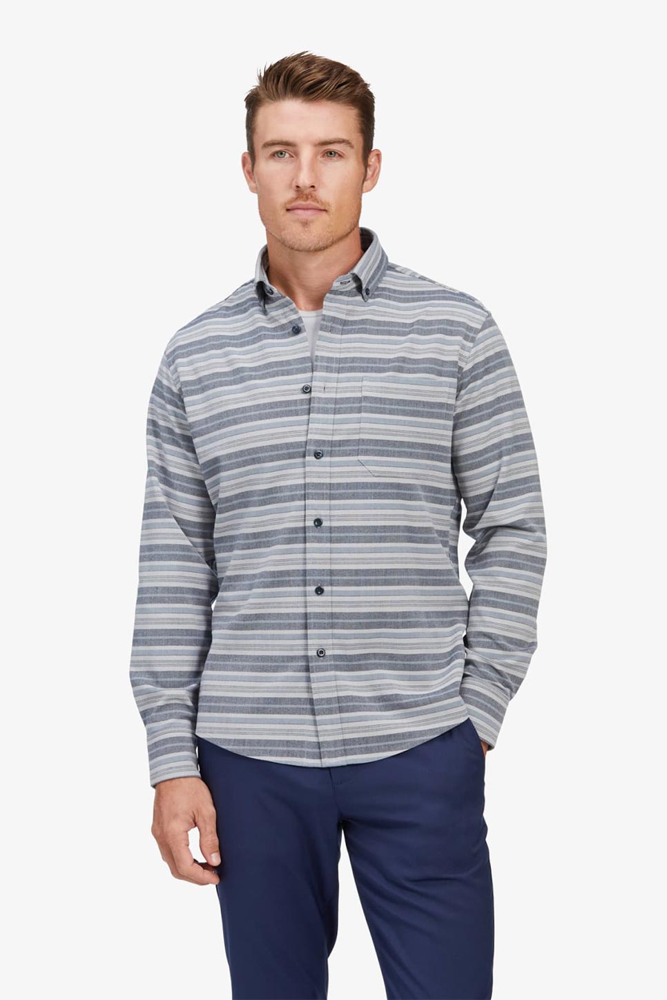 CITY FLANNEL Navy Horizontal Stripe