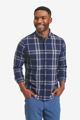 CITY FLANNEL Navy Gray Large Plaid