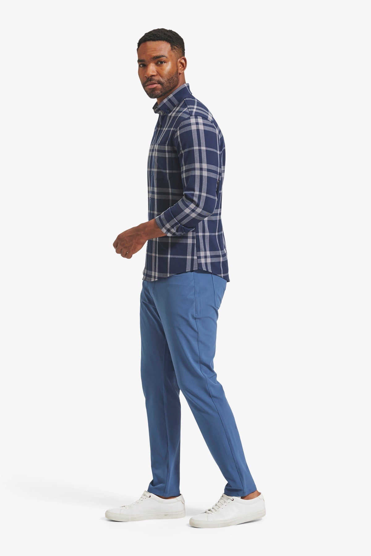 CITY FLANNEL Navy Gray Large Plaid