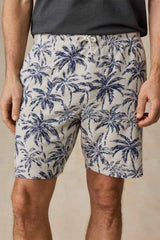CABANA TOWEL TERRY SWEATSHORT Ivory Tropic Trees