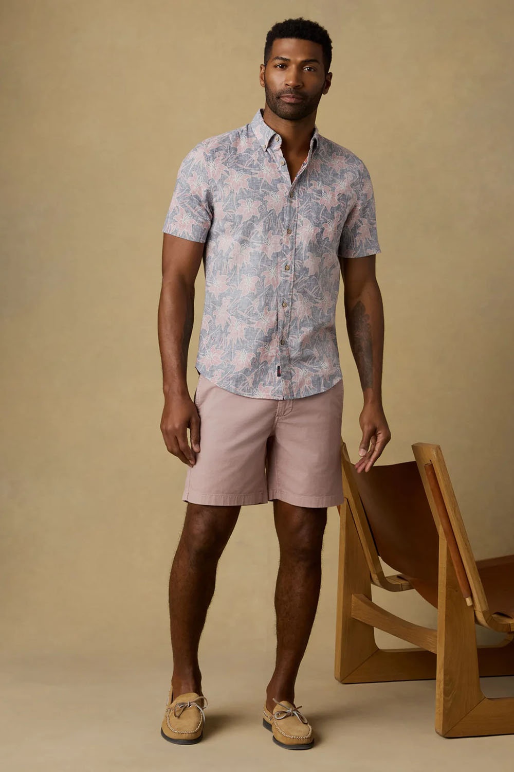 Breeze Shirt Navy Red Lotus