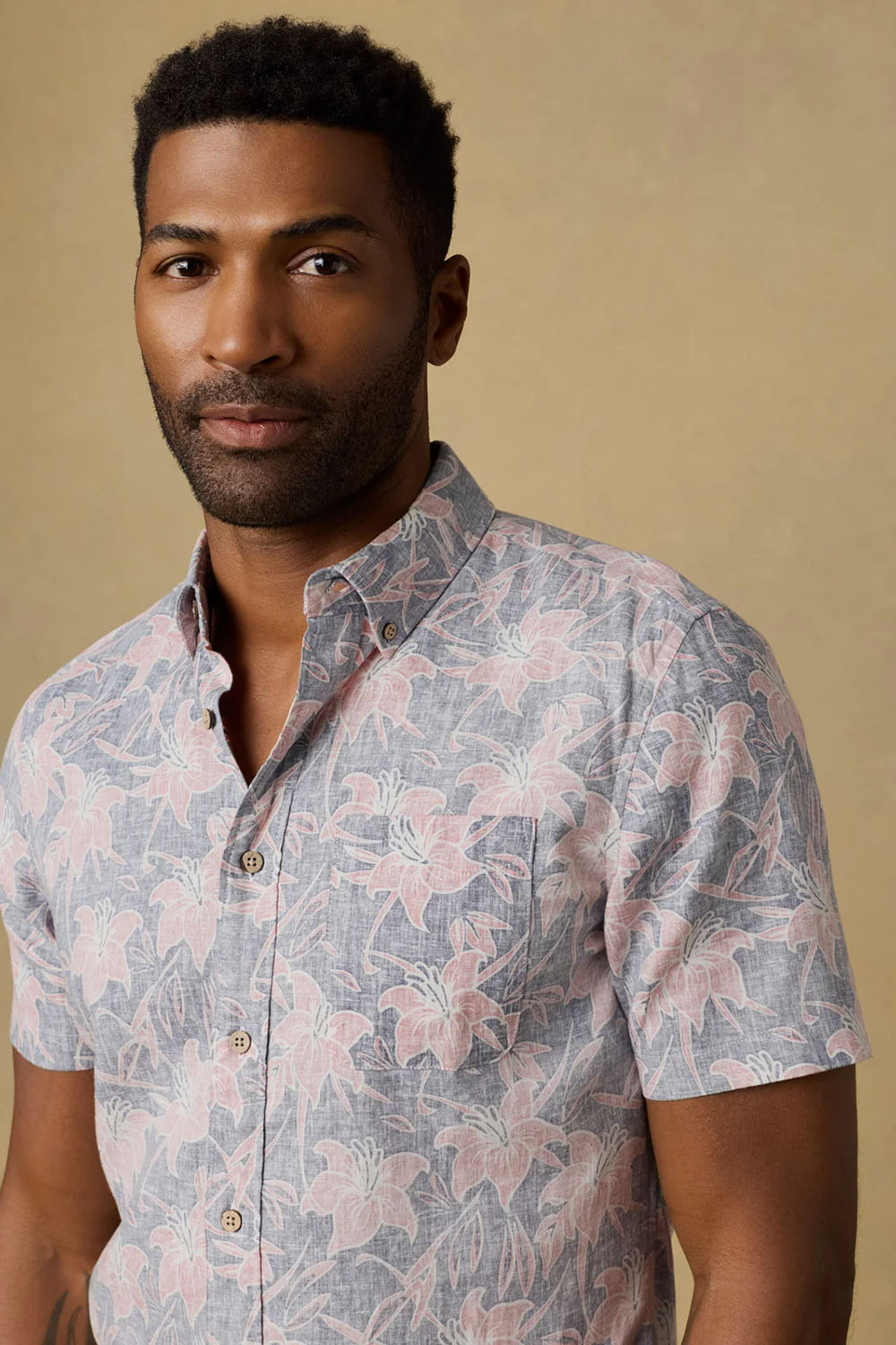 Breeze Shirt Navy Red Lotus