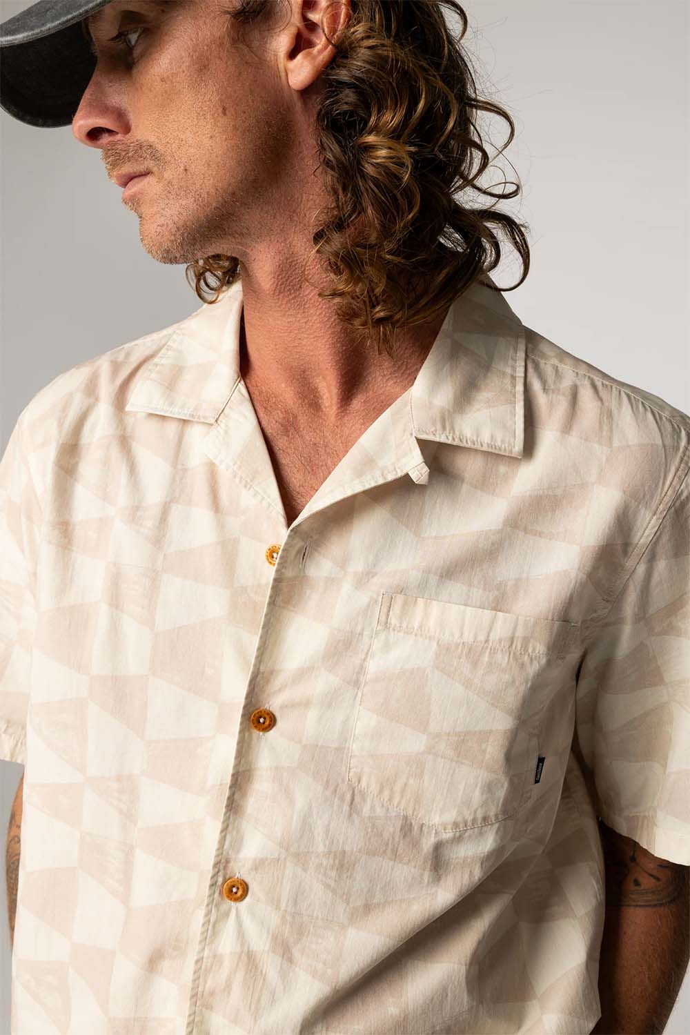 DYLAN PRINTED SS Painted Check Ecru