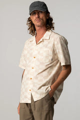 DYLAN PRINTED SS Painted Check Ecru