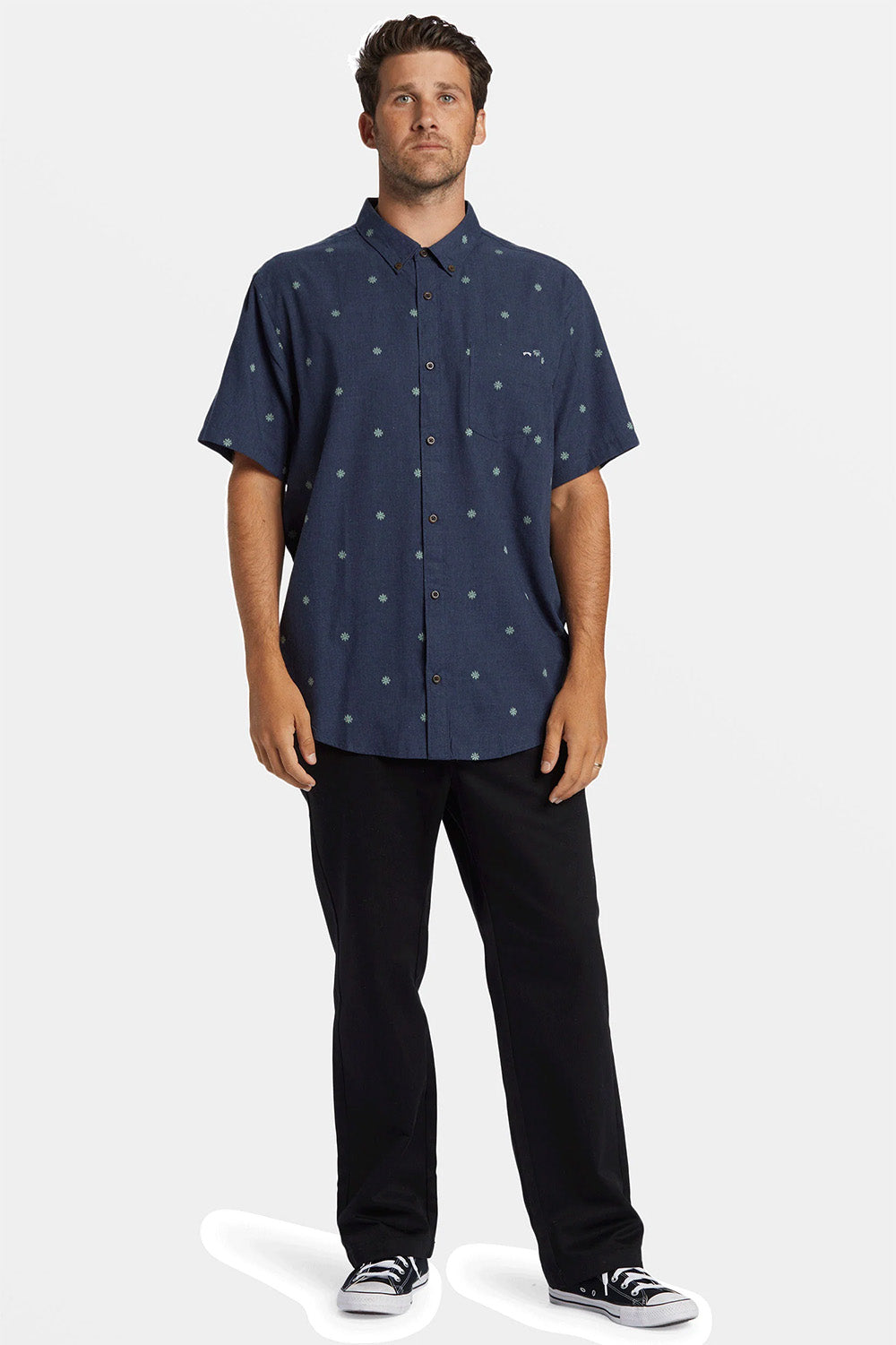 ALL DAY JACQUARD SS Dusty Navy