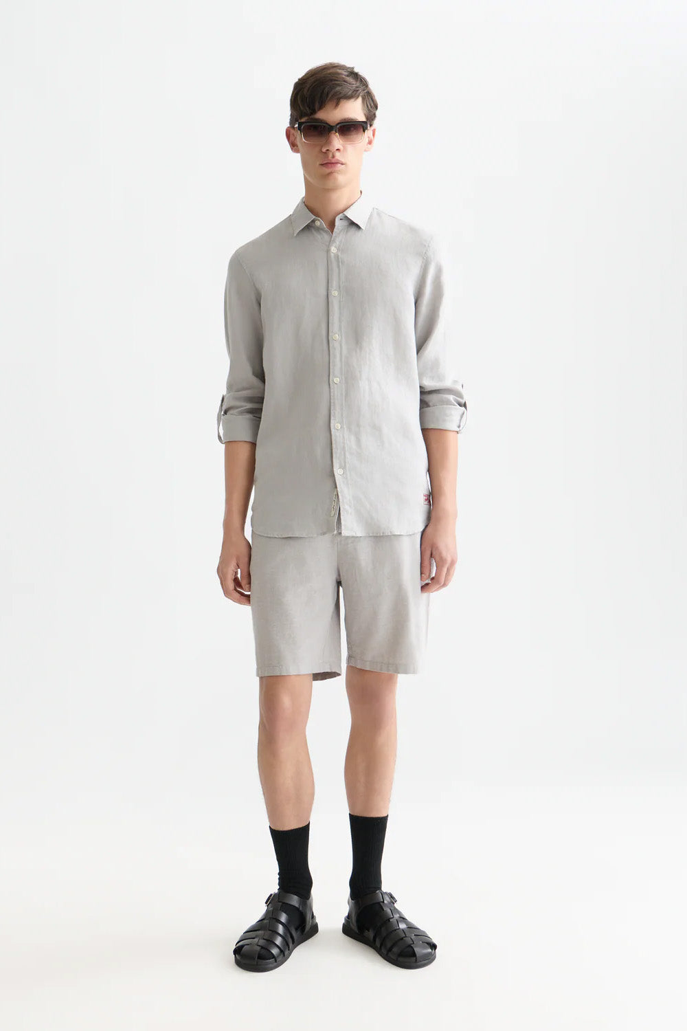 FAVE LINEN CHINO SHORT Grey